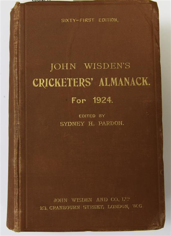 A Wisden Cricketers Almanack for 1924, original hardback binding